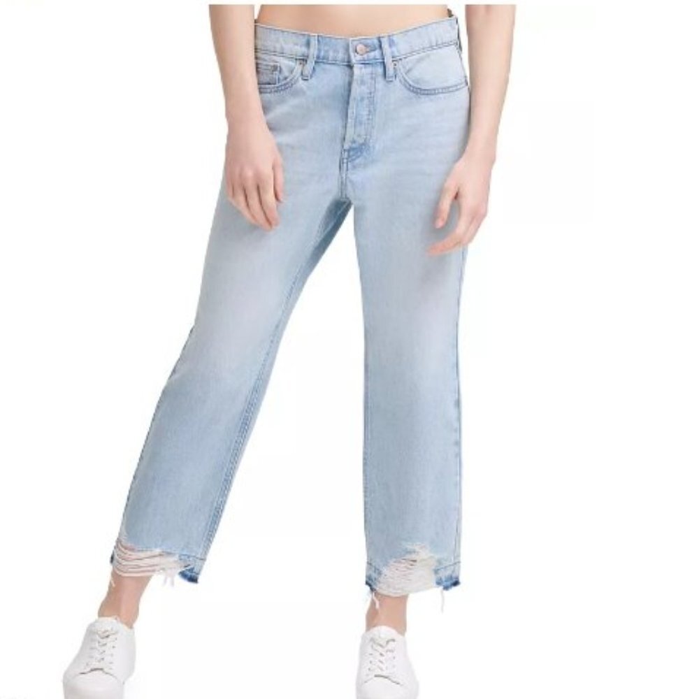 Cakvin Klein Cotton Ripped Straight-Leg Jeans Size 28